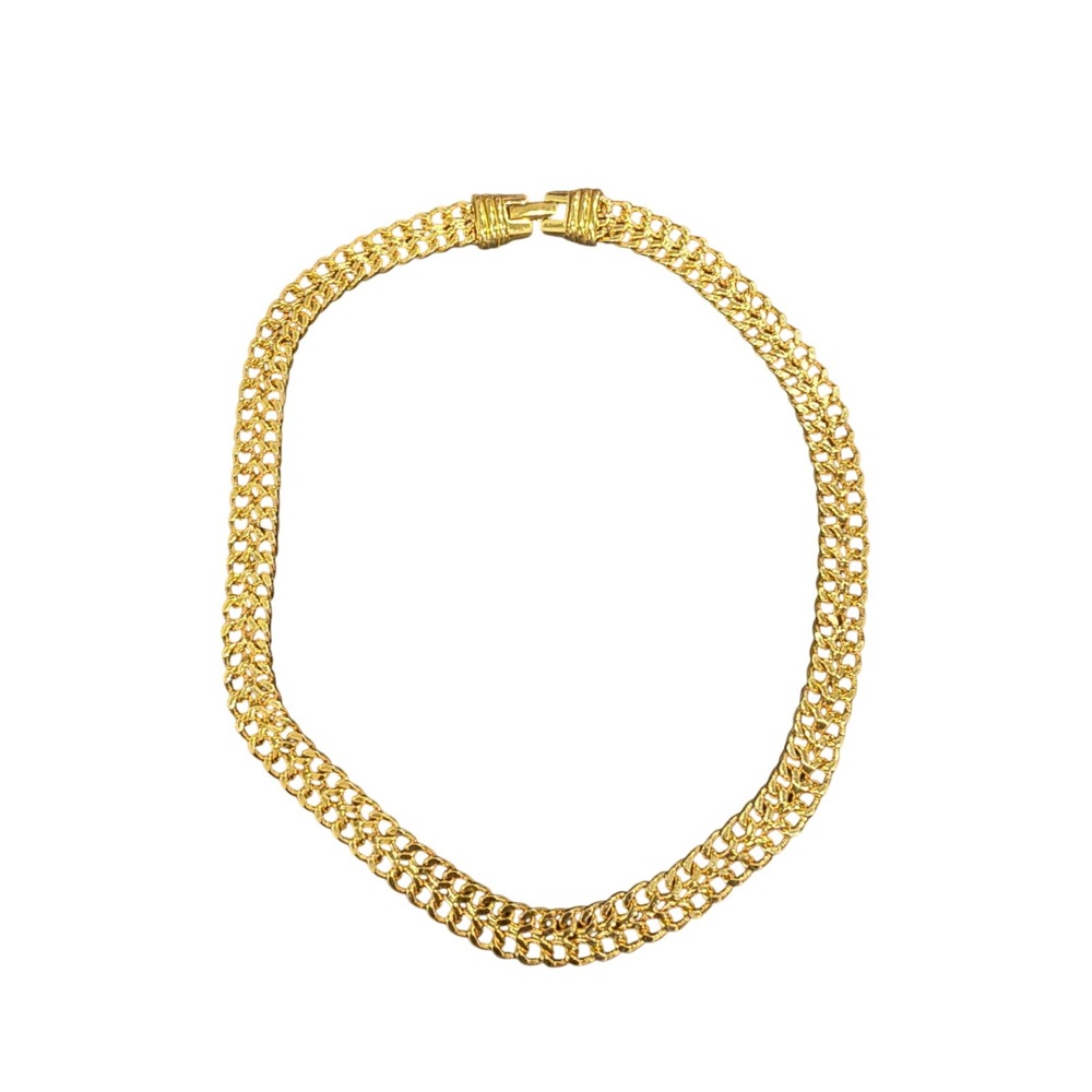 Monet Gold Tone Double Chain‎ Necklace Clasp Closure Classic Elegant